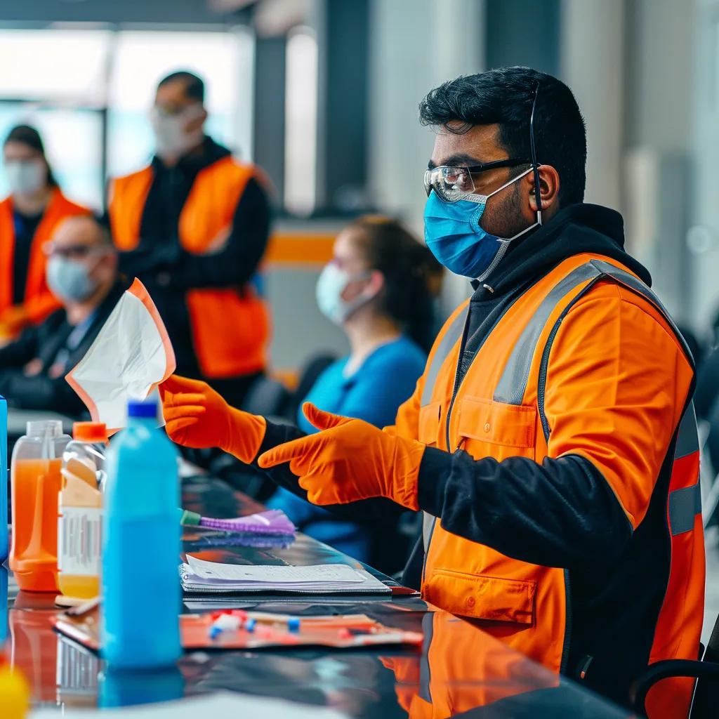 Training session for cleaning staff on safety protocols and techniques