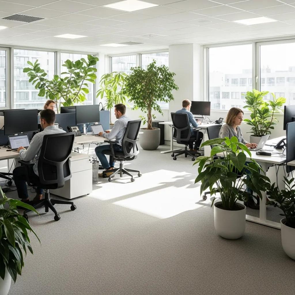 Office carpet being cleaned to improve indoor air quality and staff comfort