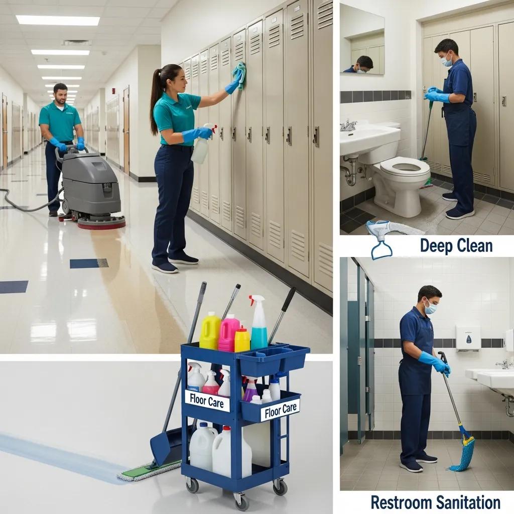 Customized school cleaning services provided by professional staff