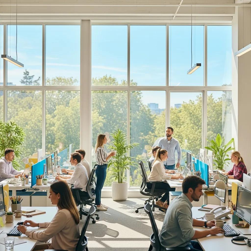 Bright office with clean windows improving employee comfort and focus