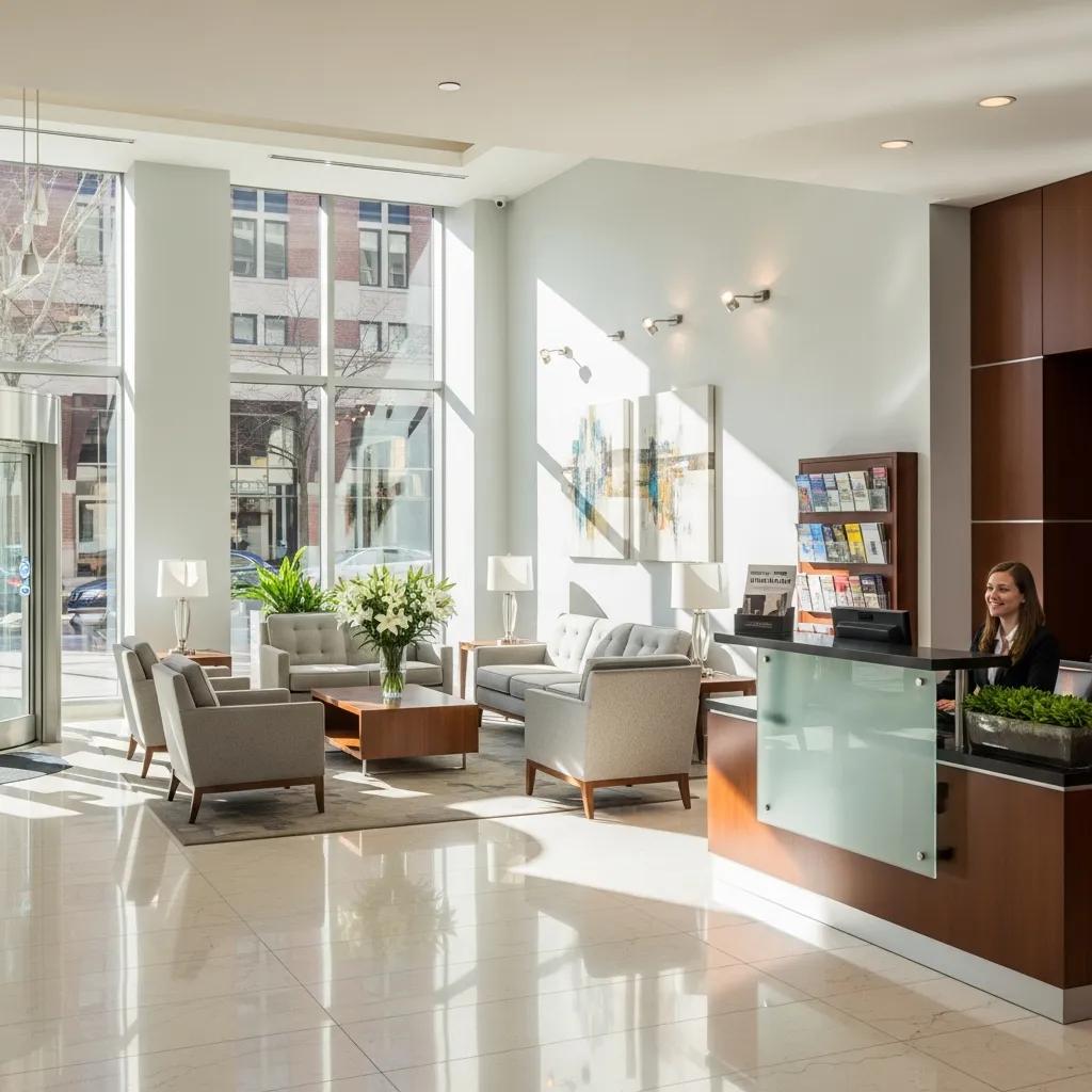 Clean lobby demonstrating how cleanliness affects tenant satisfaction and retention