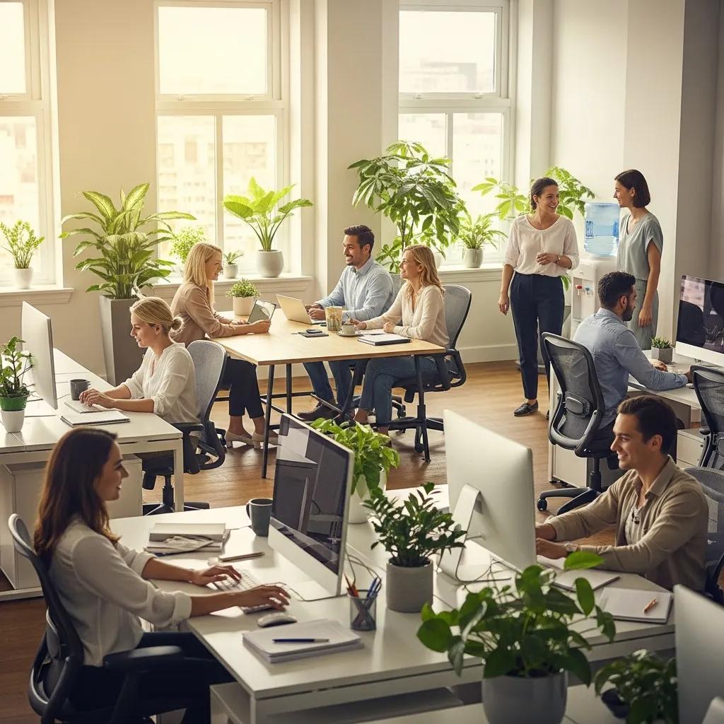 Office staff working comfortably in a clean, well-maintained environment