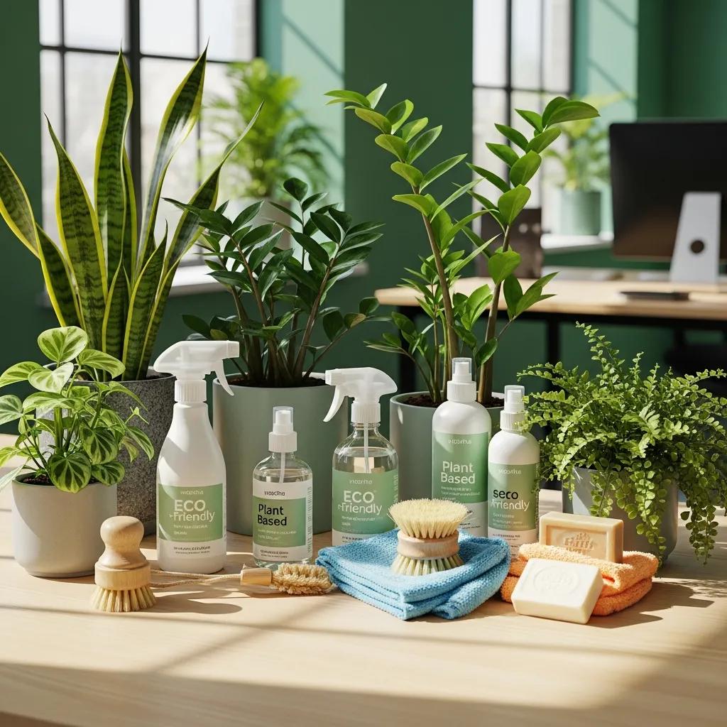 Eco-friendly cleaning products and green office environment